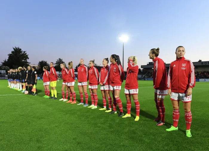 Framed Print : Arsenal WFC: McCabe and Miedema Lead Pre-Match Line-Up Against Brighton & Hove Albion WFC in FA WSL