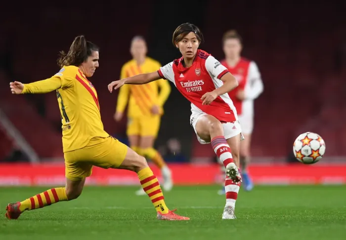 Framed Print : Arsenal WFC vs. FC Barcelona: A Battle in the UEFA Women's Champions League at Emirates Stadium