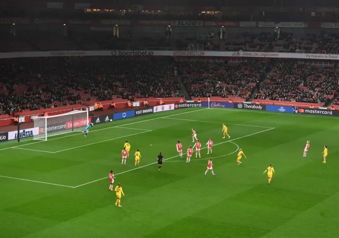 Framed Print : Arsenal WFC vs. FC Barcelona: A UEFA Women's Champions League Showdown at Emirates Stadium