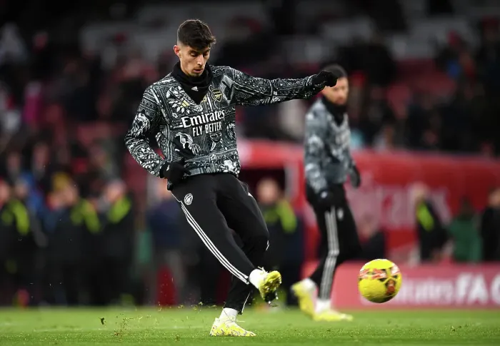 Framed Print : Arsenal in White: Kai Havertz Gears Up for Arsenal vs. Liverpool FA Cup Match, Promoting No More Red Campaign