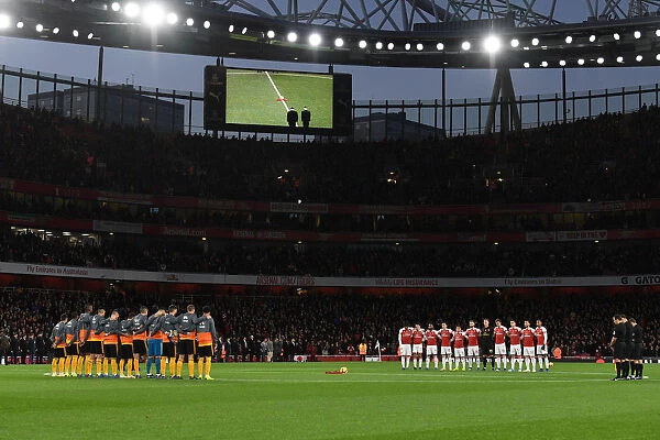 Arsenal and Wolverhampton Players Observing Minutes Silence before Premier League Match (2018-19)