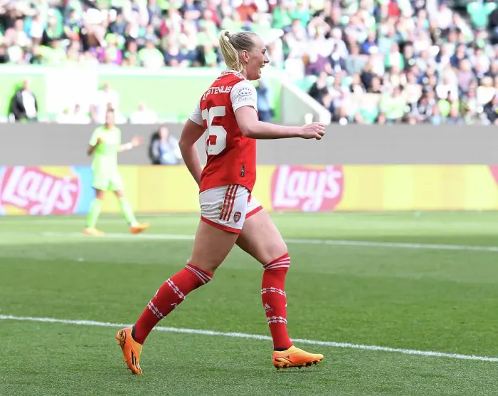 Framed Print : Arsenal Women Advance in Champions League: Stina Blackstenius Scores in Semifinal 1st Leg vs. VfL Wolfsburg Framed Print : Arsenal Women Advance in Champions League: Stina Blackstenius Scores in Semifinal 1st Leg vs. VfL Wolfsburg