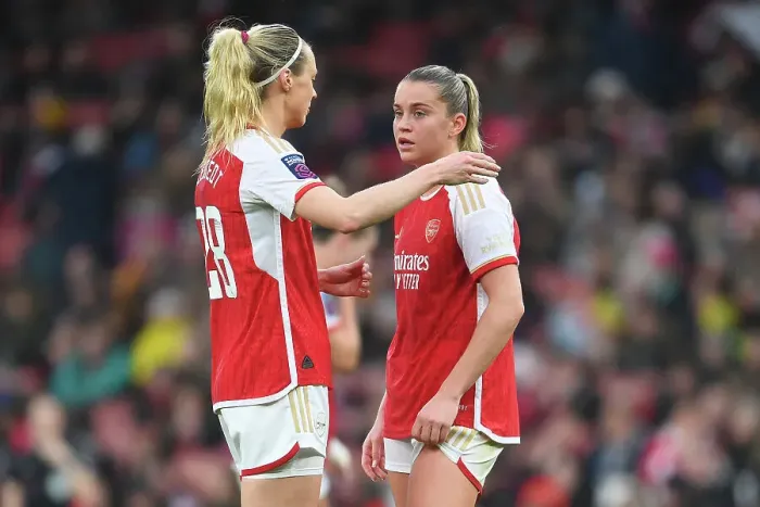 Framed Print : Arsenal Women: Alessia Russo and Amanda Ilestedt in Action - Arsenal vs. Chelsea (Barclays WSL, 2023-24) Framed Print : Arsenal Women: Alessia Russo and Amanda Ilestedt in Action - Arsenal vs. Chelsea (Barclays WSL, 2023-24)