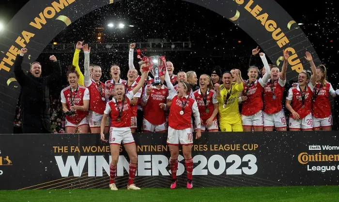 Framed Print : Arsenal Women Celebrate Conti Cup Victory: Leah Williamson and Kim Little Lift the Trophy Framed Print : Arsenal Women Celebrate Conti Cup Victory: Leah Williamson and Kim Little Lift the Trophy