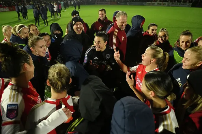 Framed Print : Arsenal Women Celebrate Conti Cup Victory Over Tottenham Hotspur