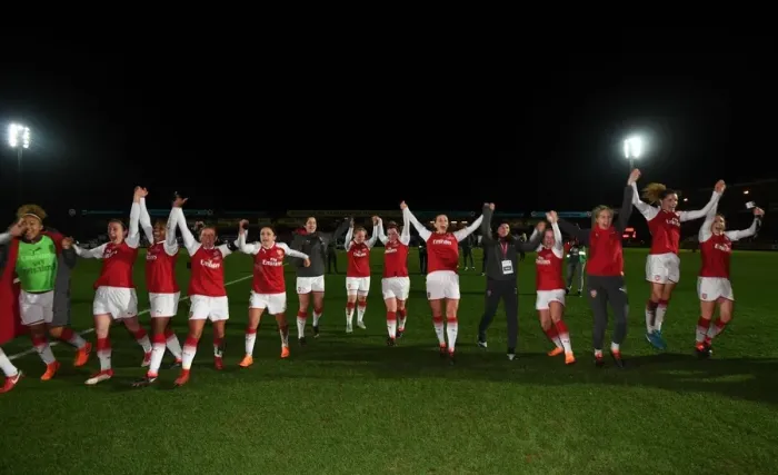 Framed Print : Arsenal Women Celebrate Continental Cup Triumph