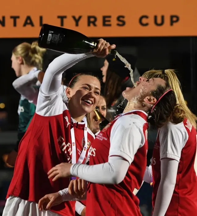 Framed Print : Arsenal Women Celebrate Continental Cup Victory: Katie McCabe and Emma Mitchell's Triumph Over Manchester City Framed Print : Arsenal Women Celebrate Continental Cup Victory: Katie McCabe and Emma Mitchell's Triumph Over Manchester City