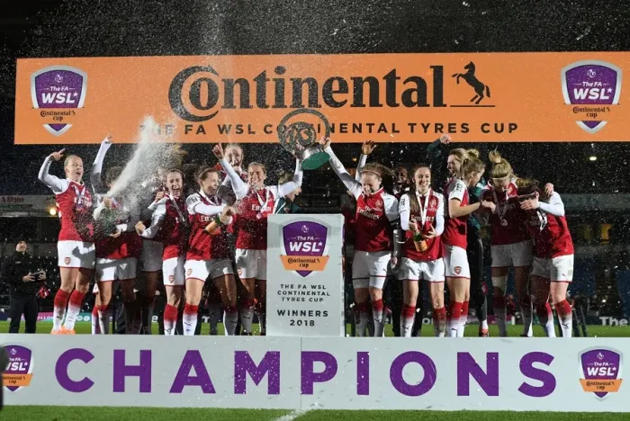 Framed Print : Arsenal Women Celebrate Continental Cup Victory over Manchester City Framed Print : Arsenal Women Celebrate Continental Cup Victory over Manchester City