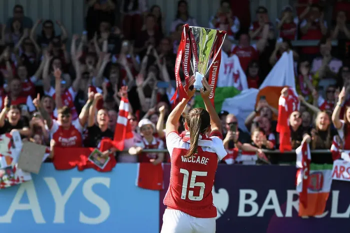 Framed Print : Arsenal Women Celebrate FA Women's Continental Cup Victory over Aston Villa Framed Print : Arsenal Women Celebrate FA Women's Continental Cup Victory over Aston Villa