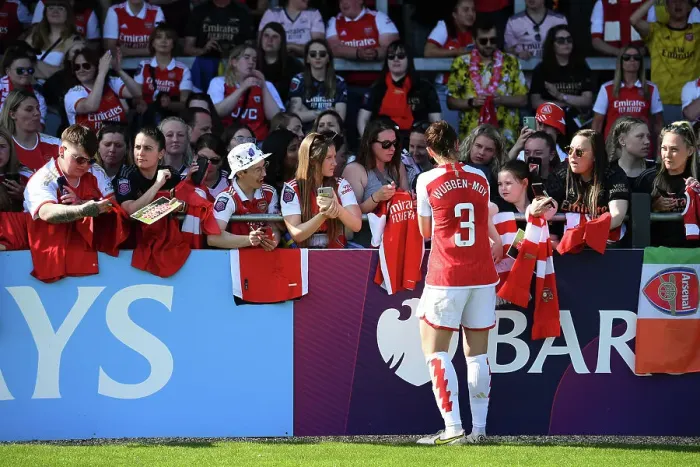 Framed Print : Arsenal Women Celebrate FA WSL Title: Lotte Wubben-Moy Amidst Euphoric Fans Framed Print : Arsenal Women Celebrate FA WSL Title: Lotte Wubben-Moy Amidst Euphoric Fans