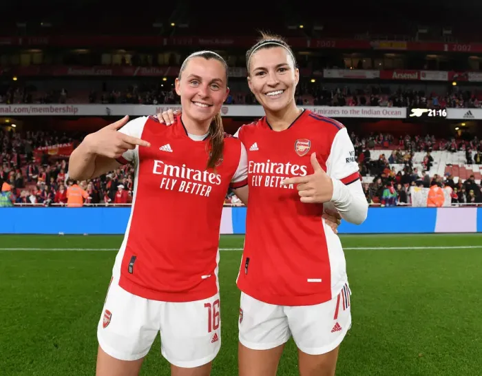 Framed Print : Arsenal Women Celebrate FA WSL Title: Noelle Maritz and Steph Catley Embrace Victory Framed Print : Arsenal Women Celebrate FA WSL Title: Noelle Maritz and Steph Catley Embrace Victory