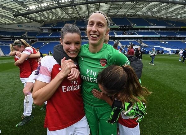 Arsenal Women Celebrate FA WSL Title Win Against Brighton & Hove Albion