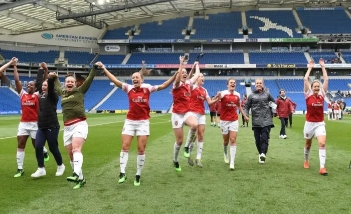 Framed Print : Arsenal Women Celebrate FA WSL Title Win: Danielle Carter, Jordan Nobbs, Emma Mitchell, Katie McCabe, Lisa Evans, Leah Williamson, Katrine Veje, Janni Arnth, Tabea Kemme, and Kim Little Framed Print : Arsenal Women Celebrate FA WSL Title Win: Danielle Carter, Jordan Nobbs, Emma Mitchell, Katie McCabe, Lisa Evans, Leah Williamson, Katrine Veje, Janni Arnth, Tabea Kemme, and Kim Little