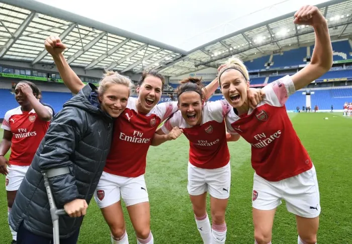 Framed Print : Arsenal Women Celebrate FA WSL Title Win: Kemme, Schnaderbeck, Veje, Arnth Framed Print : Arsenal Women Celebrate FA WSL Title Win: Kemme, Schnaderbeck, Veje, Arnth