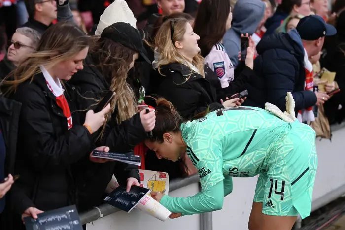 Framed Print : Arsenal Women Celebrate FA WSL Victory Over Tottenham Hotspur: Sabrina D'Angelo Leads the Charge Amidst Jubilant Fans