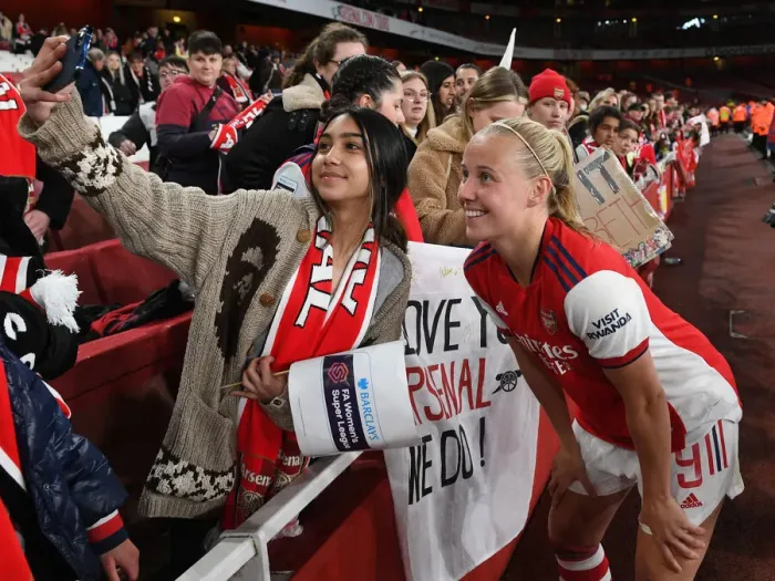 Framed Print : Arsenal Women Celebrate with Fans after Securing Victory over Tottenham Hotspur in FA WSL Framed Print : Arsenal Women Celebrate with Fans after Securing Victory over Tottenham Hotspur in FA WSL