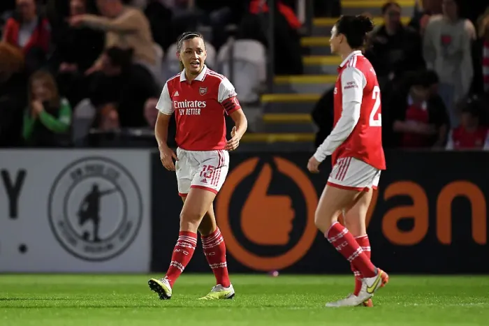 Framed Print : Arsenal Women Celebrate First Goal Against Leicester City in FA Women's Super League Framed Print : Arsenal Women Celebrate First Goal Against Leicester City in FA Women's Super League