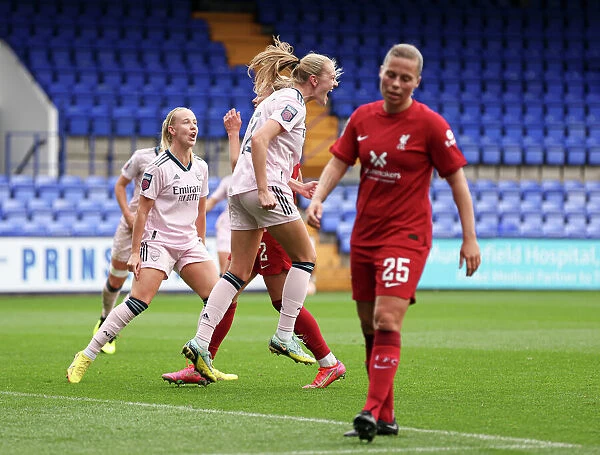 Arsenal Women Celebrate Frida Maanum's Goal Against Liverpool FC in FA WSL Match