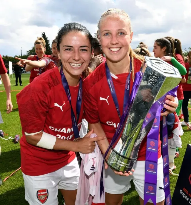 Framed Print : Arsenal Women Celebrate Historic WSL Title Win with Danielle van de Donk and Beth Mead