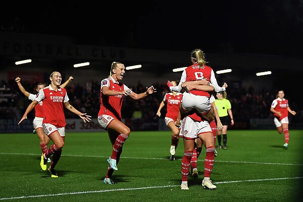 Arsenal Women Celebrate Jordan Nobbs Goal Against West Ham United in FA WSL Match