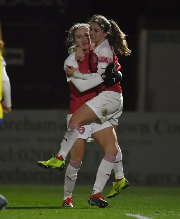 Framed Print : Arsenal Women Celebrate: Van de Donk and Miedema Score in FA WSL Continental Tyres Cup Match Framed Print : Arsenal Women Celebrate: Van de Donk and Miedema Score in FA WSL Continental Tyres Cup Match