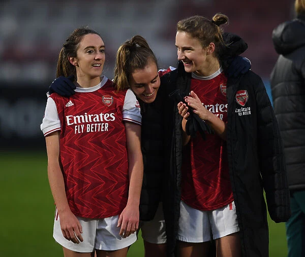 Arsenal Women Celebrate Victory Over Birmingham City Women in FA WSL Match