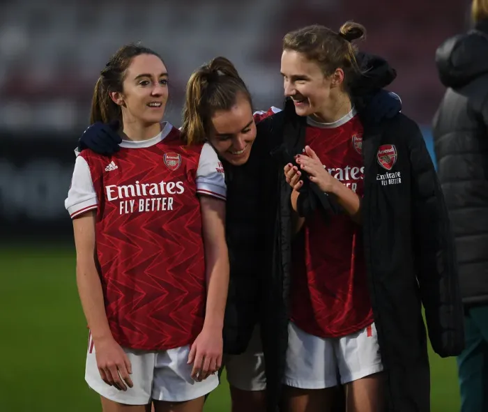 Framed Print : Arsenal Women Celebrate Victory Over Birmingham City Women in FA WSL Match