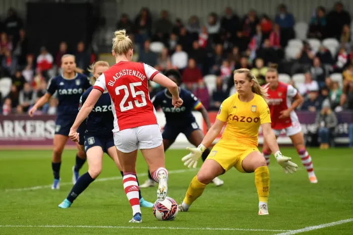 Framed Print : Arsenal Women Crush Aston Villa Women: Stina Blackstenius Scores Sixth Goal in FA WSL Showdown Framed Print : Arsenal Women Crush Aston Villa Women: Stina Blackstenius Scores Sixth Goal in FA WSL Showdown