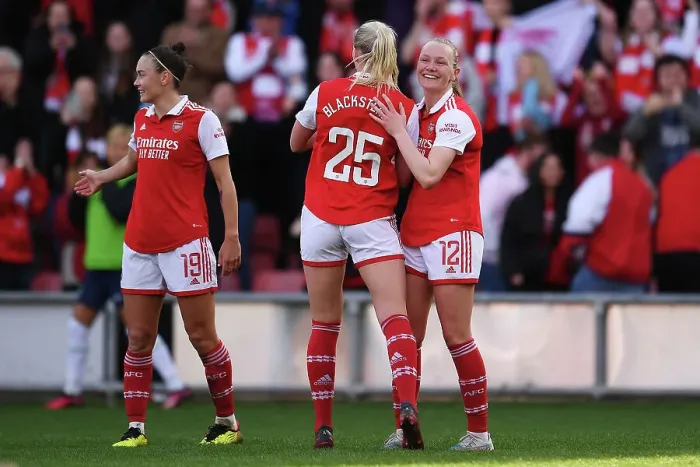 Framed Print : Arsenal Women Crush Tottenham: Frida Maanum Scores Fifth Goal in FA WSL Showdown