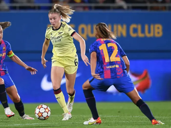 Framed Print : Arsenal Women Face Off Against Barcelona in UEFA Champions League Clash Framed Print : Arsenal Women Face Off Against Barcelona in UEFA Champions League Clash