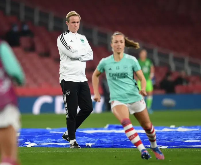 Framed Print : Arsenal Women Face Wolfsburg in UEFA Champions League Quarterfinals: Jonas Eidevall Leads the Way