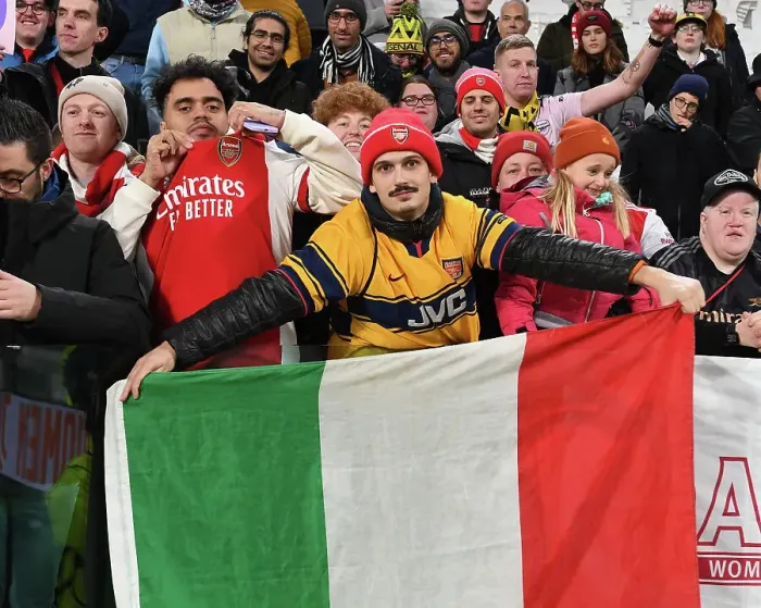 Framed Print : Arsenal Women Fans in Turin: Juventus vs. Arsenal, UEFA Women's Champions League Group C Framed Print : Arsenal Women Fans in Turin: Juventus vs. Arsenal, UEFA Women's Champions League Group C