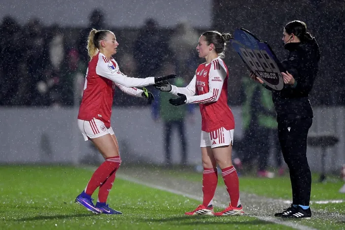 Framed Print : Arsenal Women FC v OH Leuven - UEFA Women's Champions League 2025 / 26 KO play-offs Second Leg Arsenal Women FC v OH Leuven - UEFA Women's Champions League 2025 / 26 KO play-offs