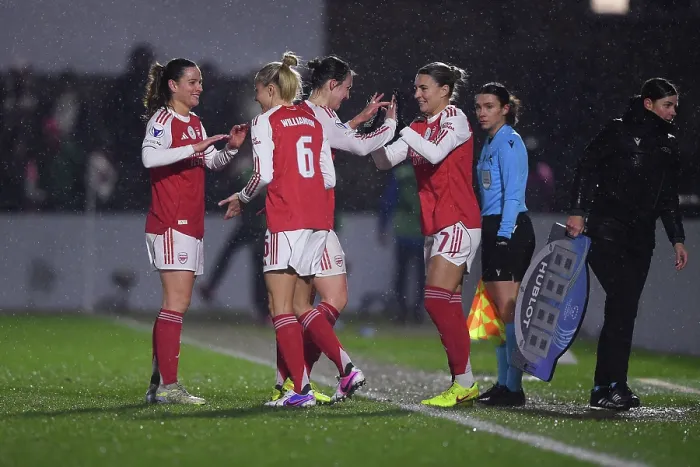 Framed Print : Arsenal Women FC v OH Leuven - UEFA Women's Champions League 2025 / 26 KO play-offs Second Leg Arsenal Women FC v OH Leuven - UEFA Women's Champions League 2025 / 26 KO play-offs