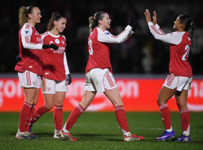 Framed Print : Arsenal Women FC v OH Leuven - UEFA Women's Champions League 2025 / 26 KO play-offs Second Leg Arsenal Women FC v OH Leuven - UEFA Women's Champions League 2025 / 26 KO play-offs