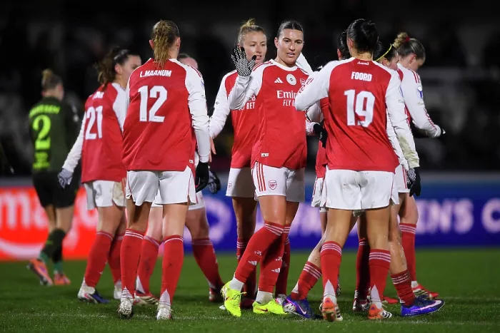 Framed Print : Arsenal Women FC v OH Leuven - UEFA Women's Champions League 2025 / 26 KO play-offs Second Leg Arsenal Women FC v OH Leuven - UEFA Women's Champions League 2025 / 26 KO play-offs