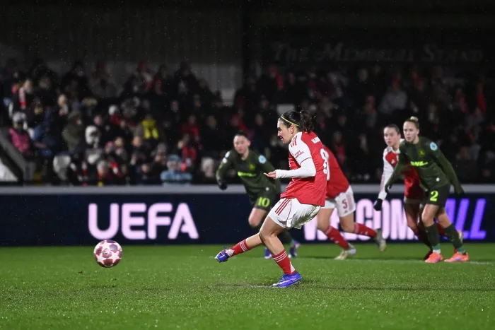 Framed Print : Arsenal Women FC v OH Leuven - UEFA Women's Champions League 2025 / 26 KO play-offs Second Leg Arsenal Women FC v OH Leuven - UEFA Women's Champions League 2025 / 26 KO play-offs