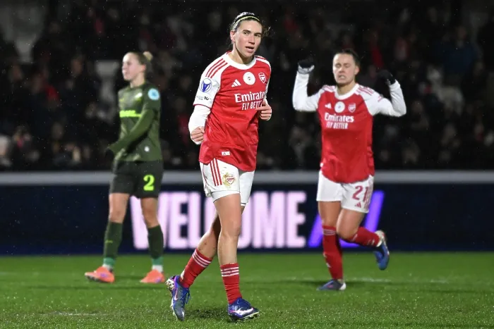 Framed Print : Arsenal Women FC v OH Leuven - UEFA Women's Champions League 2025 / 26 KO play-offs Second Leg Arsenal Women FC v OH Leuven - UEFA Women's Champions League 2025 / 26 KO play-offs