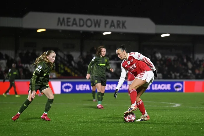 Framed Print : Arsenal Women FC v OH Leuven - UEFA Women's Champions League 2025 / 26 KO play-offs Second Leg Arsenal Women FC v OH Leuven - UEFA Women's Champions League 2025 / 26 KO play-offs