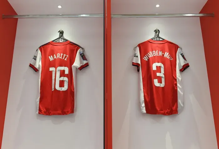 Framed Print : Arsenal Women: Gear Up for FA WSL Showdown Against Tottenham Hotspur in the Emirates Changing Room Framed Print : Arsenal Women: Gear Up for FA WSL Showdown Against Tottenham Hotspur in the Emirates Changing Room