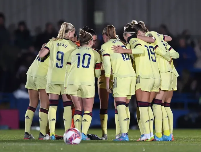 Framed Print : Arsenal Women Huddle Before Chelsea Showdown: FA WSL Clash at Kingsmeadow Framed Print : Arsenal Women Huddle Before Chelsea Showdown: FA WSL Clash at Kingsmeadow