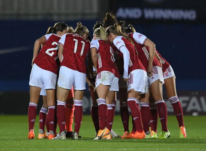 Framed Print : Arsenal Women Huddle Before Continental Cup Clash Against Chelsea Women Framed Print : Arsenal Women Huddle Before Continental Cup Clash Against Chelsea Women