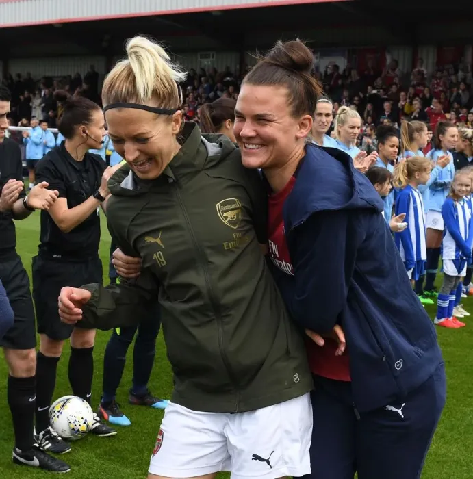 Framed Print : Arsenal Women: Janni Arnth and Katrine Veje Prepare for Manchester City Showdown Framed Print : Arsenal Women: Janni Arnth and Katrine Veje Prepare for Manchester City Showdown