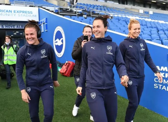 Framed Print : Arsenal Women: Katrine Veje, Viki Schnaderbeck, and Janni Arnth Prepare for Brighton Match Framed Print : Arsenal Women: Katrine Veje, Viki Schnaderbeck, and Janni Arnth Prepare for Brighton Match
