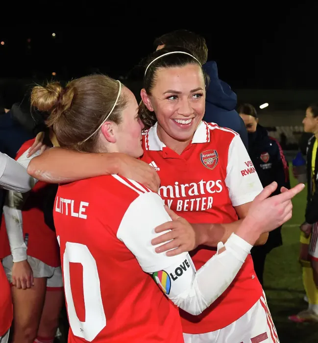 Framed Print : Arsenal Women: McCabe and Little Reunite in Emotional FA WSL Cup Semi-Final Framed Print : Arsenal Women: McCabe and Little Reunite in Emotional FA WSL Cup Semi-Final