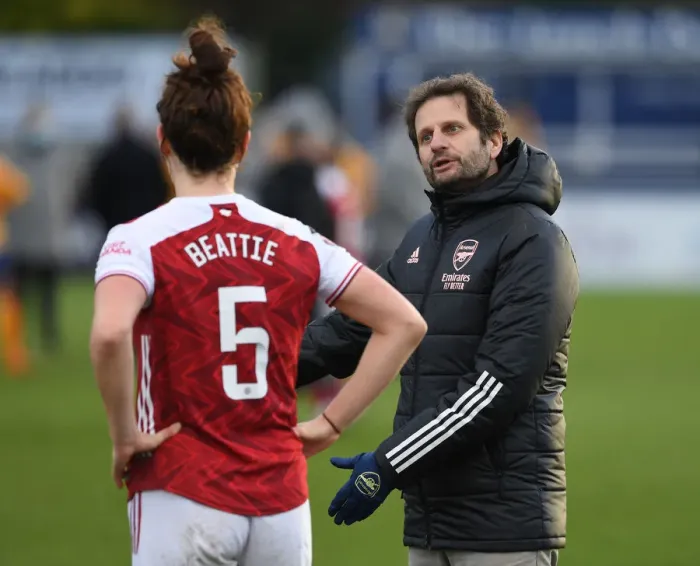 Framed Print : Arsenal Women: Montemurro and Beattie Reflect on Arsenal's Win Against Everton (FA WSL, 2020-21) Framed Print : Arsenal Women: Montemurro and Beattie Reflect on Arsenal's Win Against Everton (FA WSL, 2020-21)