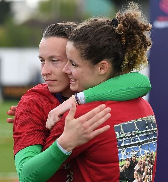 Arsenal Women: Pauline Peyraud-Magnin and Dominique Bloodworth in Post-Match Emotion (Arsenal vs Manchester City WSL, 2019)