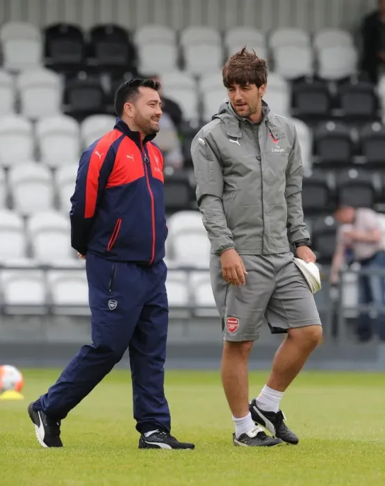 Framed Print : Arsenal Women: Pedro Martinez Losa and Jose Manuel Elena Celebrate 2:0 Victory over Notts County in WSL Division One