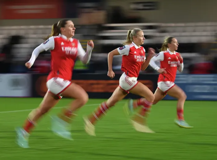 Framed Print : Arsenal Women: Post-Match Training at Meadow Park after Victory over Everton FC