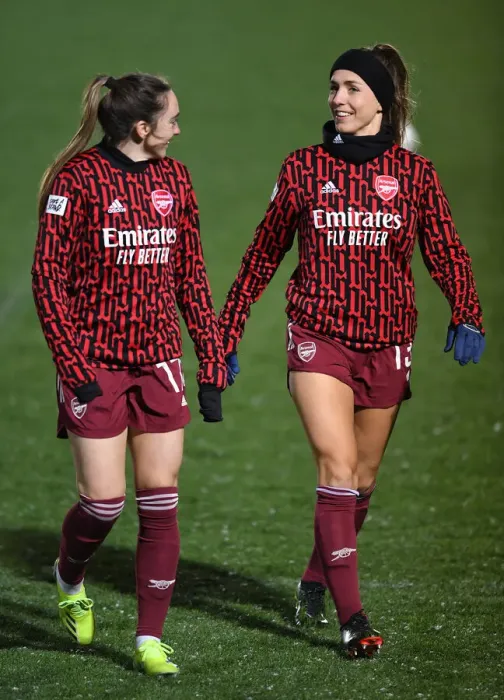 Framed Print : Arsenal Women Prepare for FA WSL Clash Against Chelsea: Evans and Walti Warm Up
